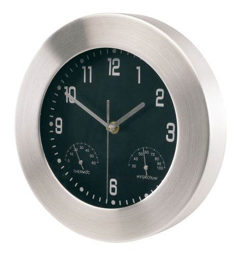 Aluminiowy zegar ścienny JUPITER, srebrny