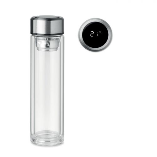 Butelka 390 ml ze szkła z termometrem POLE GLASS