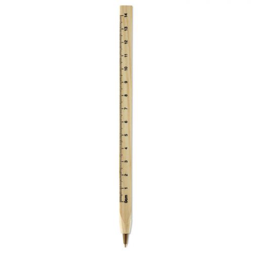 Trójkątny, drewniany długopis WOODAVE z linijką